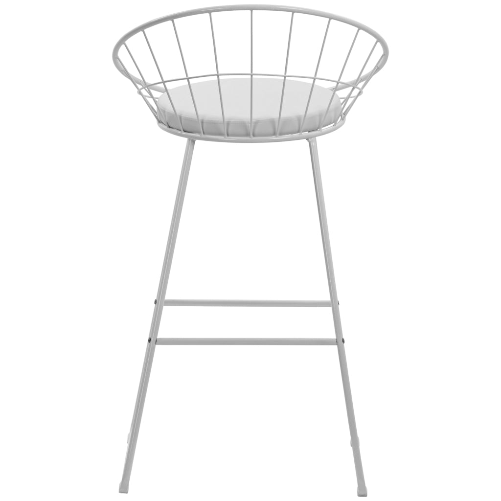 Set di 2 sgabelli da bar 75cm in metallo bianco e cuscino bianco ALEX