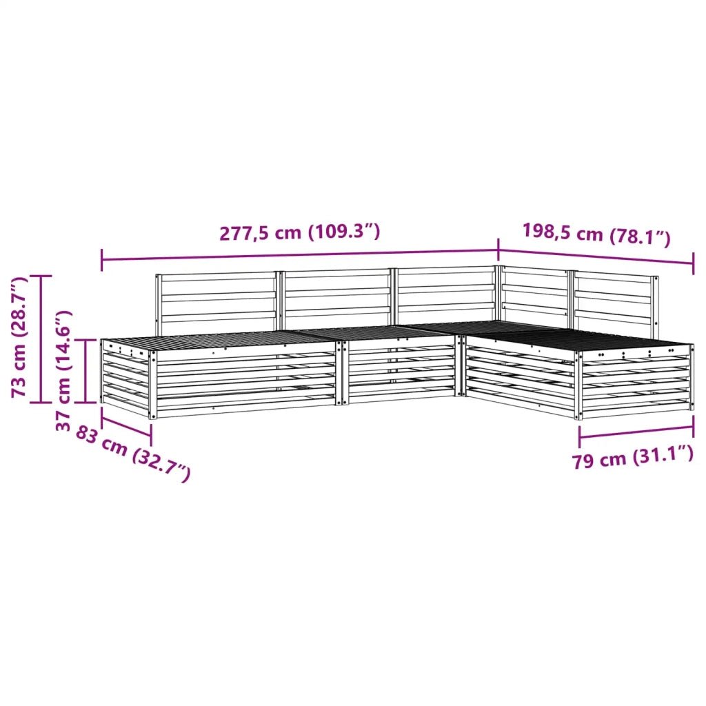 5 pz Set di divani da esterno Bianco 3391114