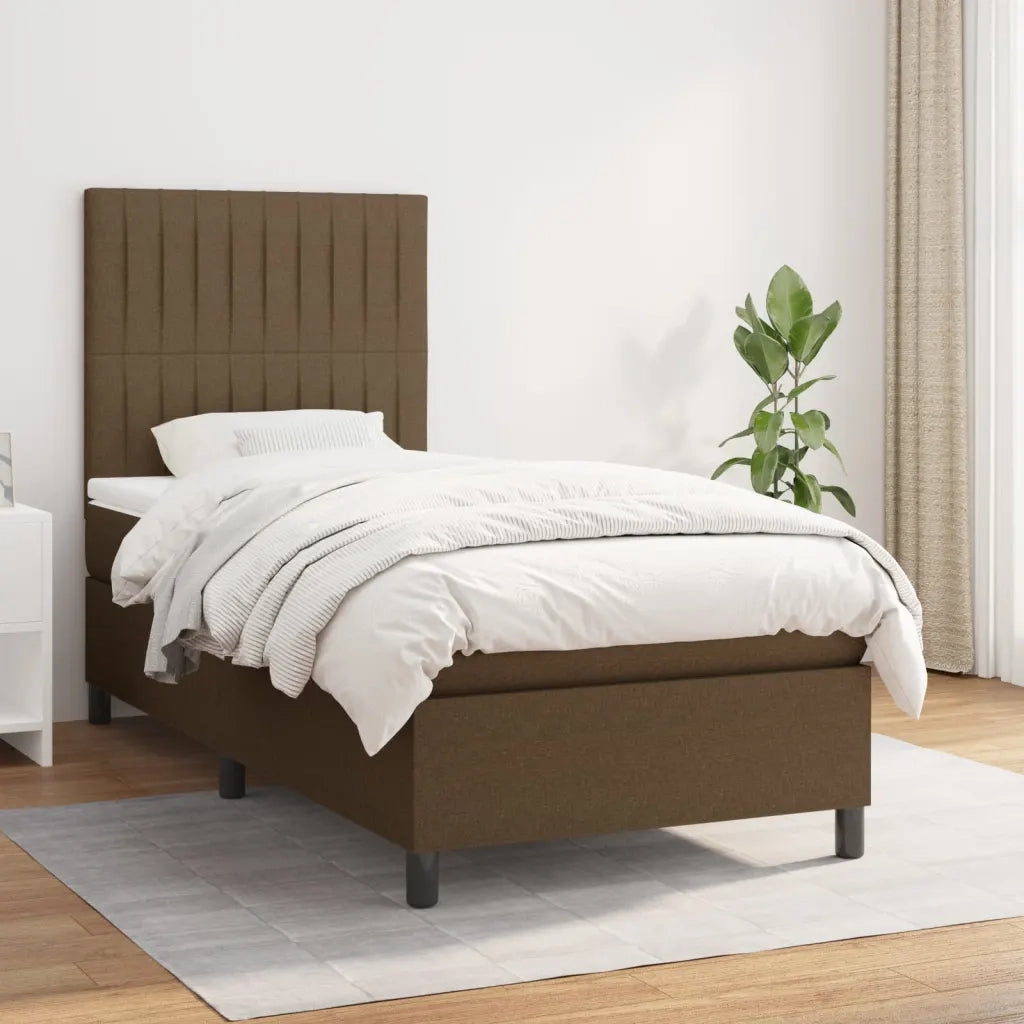 Giroletto a Molle con Materasso-Struttura Letto Marrone Scuro 80x200 cm Tessuto 320445
