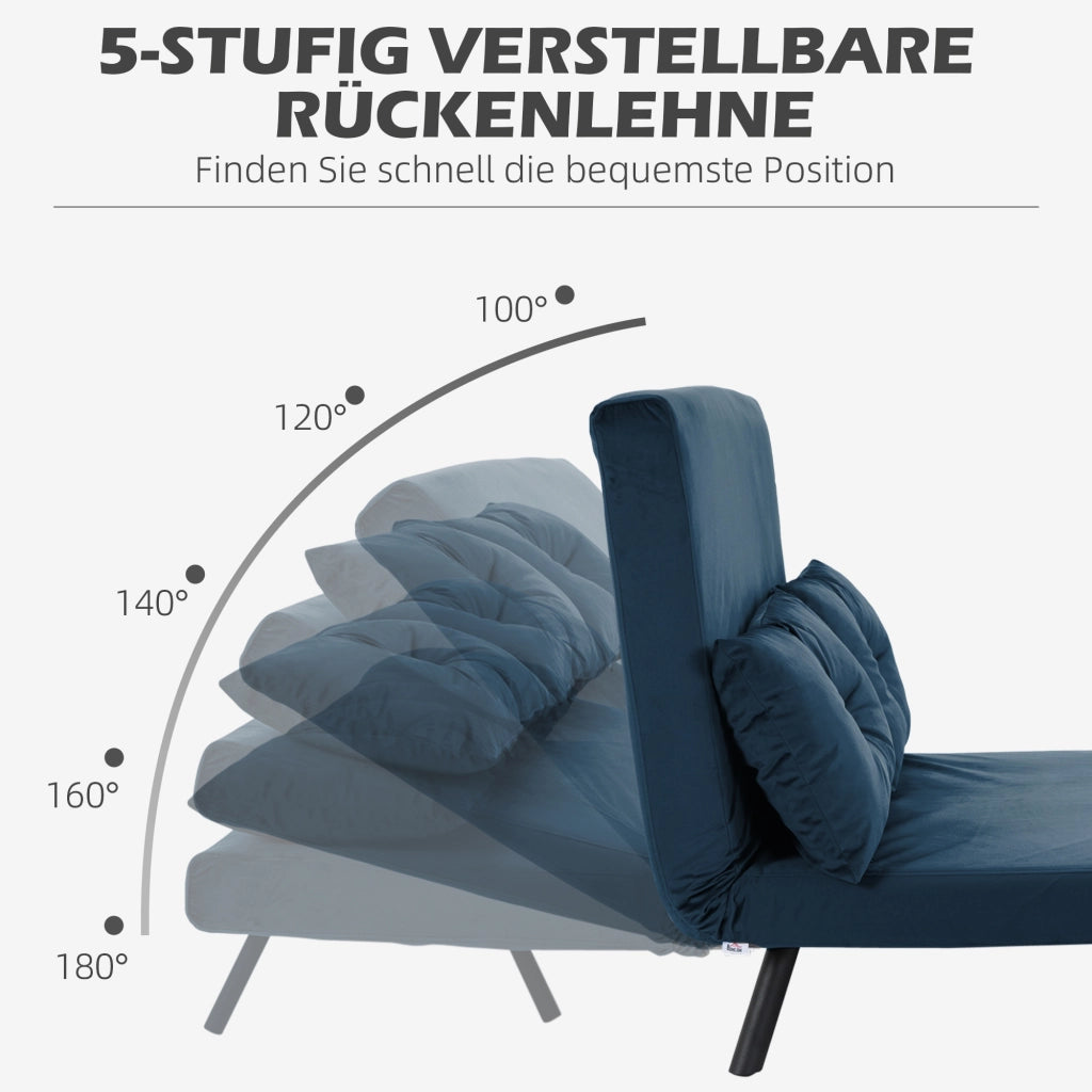 Divano letto 2 posti ¨C Minimal ¨C velluto blu naturale