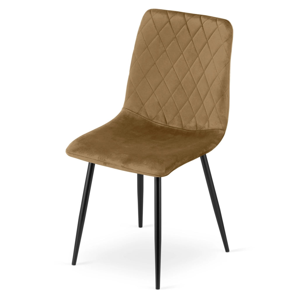 Sedia Turin in velluto marrone con gambe nere