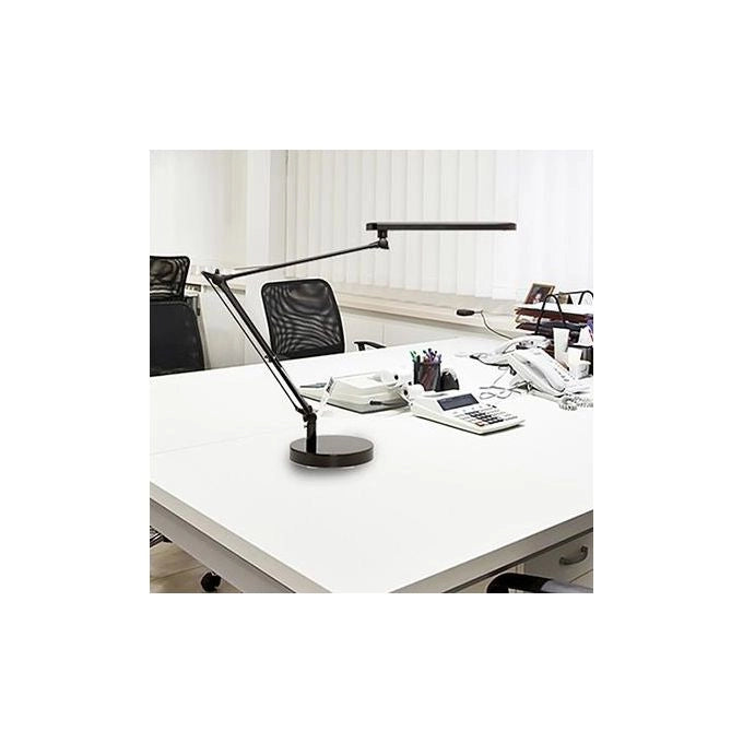 Unilux 400033683 Mamboled Lampada da Tavolo LED 7 W Doppio Braccio Snodabile Testa Orientabile 360° colore Nero