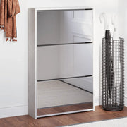 Scarpiera con Specchio a 3 Livelli-Mobile con specchio Grigio cemento 63x17x102,5cm