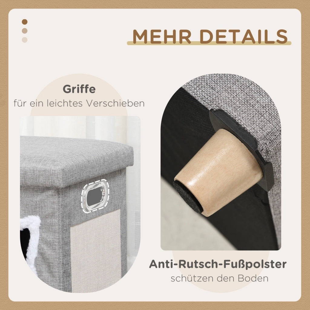 Casetta per Gatti con Cuscino Lavabile e Palla ¨C zephmum ¨C Grigio 35.5x35.5x42.5 cm