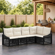 Set Divano da Giardino 5 pz Nero polyrattan 3436003