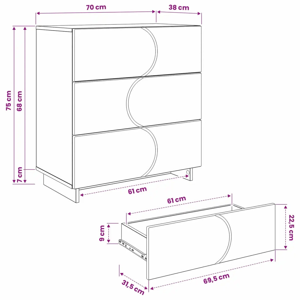 Credenza Grigio Cemento 70 x 38 x 75 cm Legno ingegnerizzato 8011525