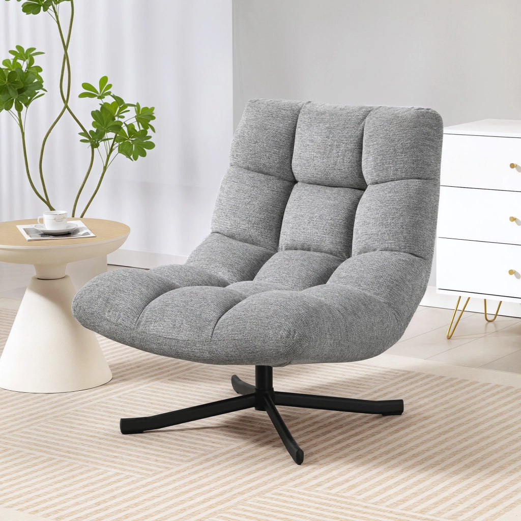 Poltrona girevole senza braccioli ¨C Xylo ¨C tessuto chenille grigio 75x95x90 cm