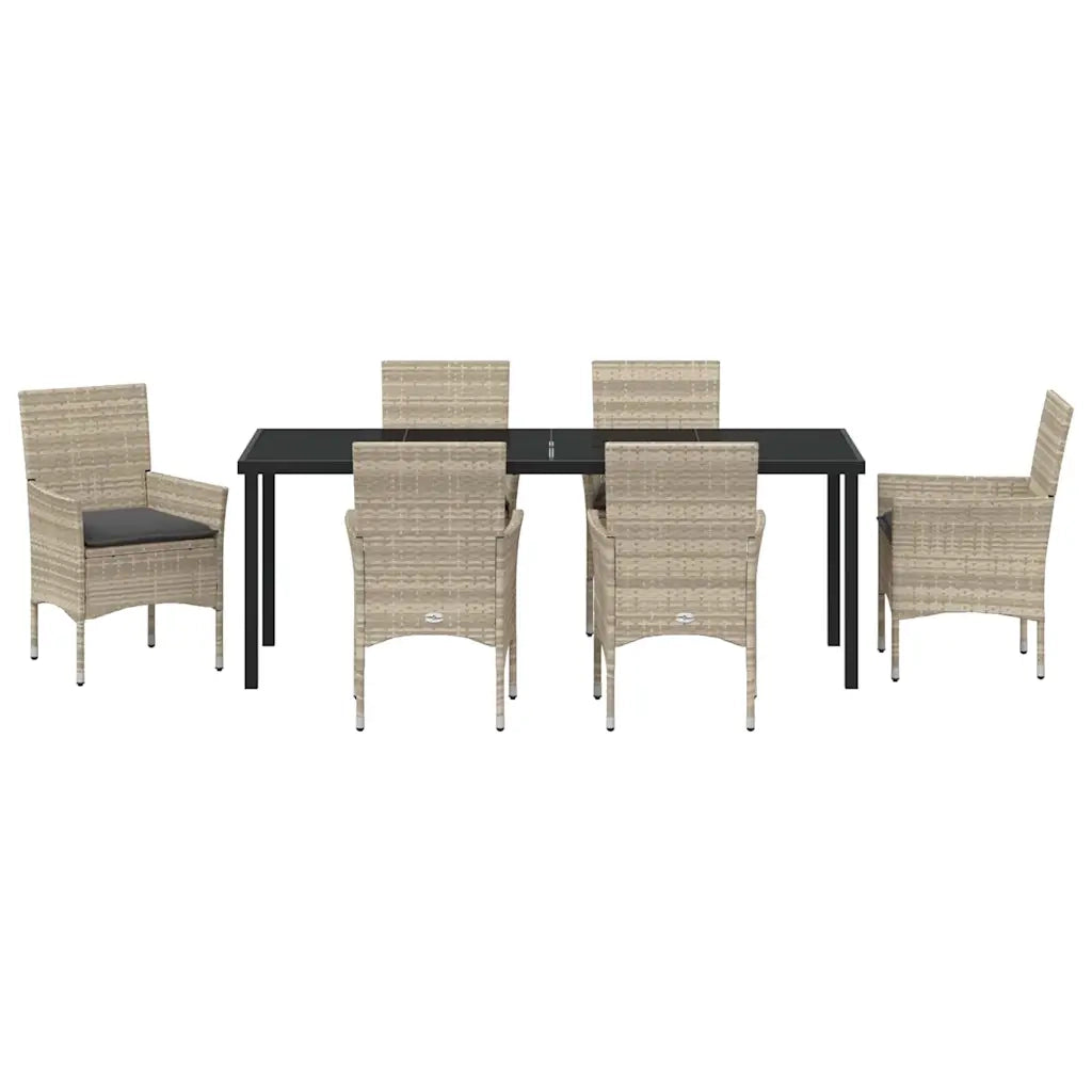 Set da Pranzo per Giardino 7 pcs Grigio chiaro polyrattan 3379812