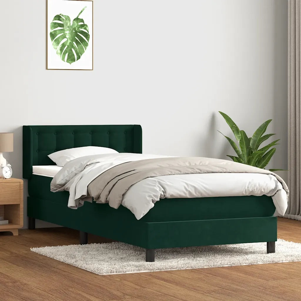 Giroletto a Molle con Materasso Verde Scuro 80x220 cm Velluto 3318474
