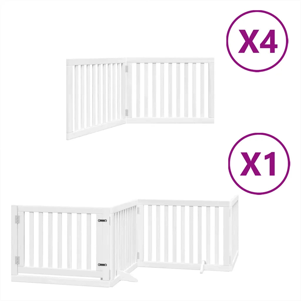 Cancello Cani Porta Pieghevole Bianco 12 Pannelli 960 cm Pioppo CFW3676173