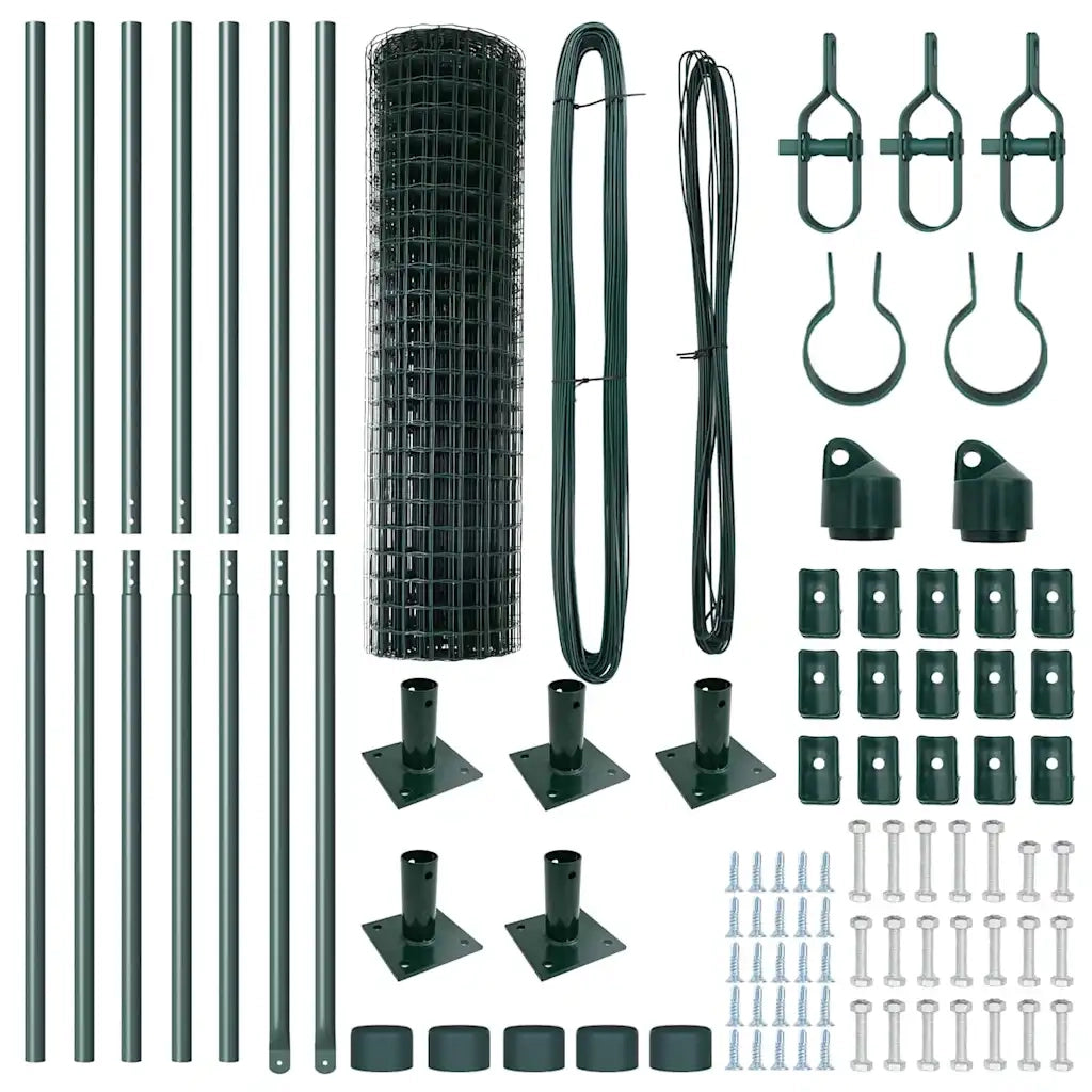 Recinzione da Giardino | Recinzione con Posto Verde 1 x 10 m Acciaio e PVC