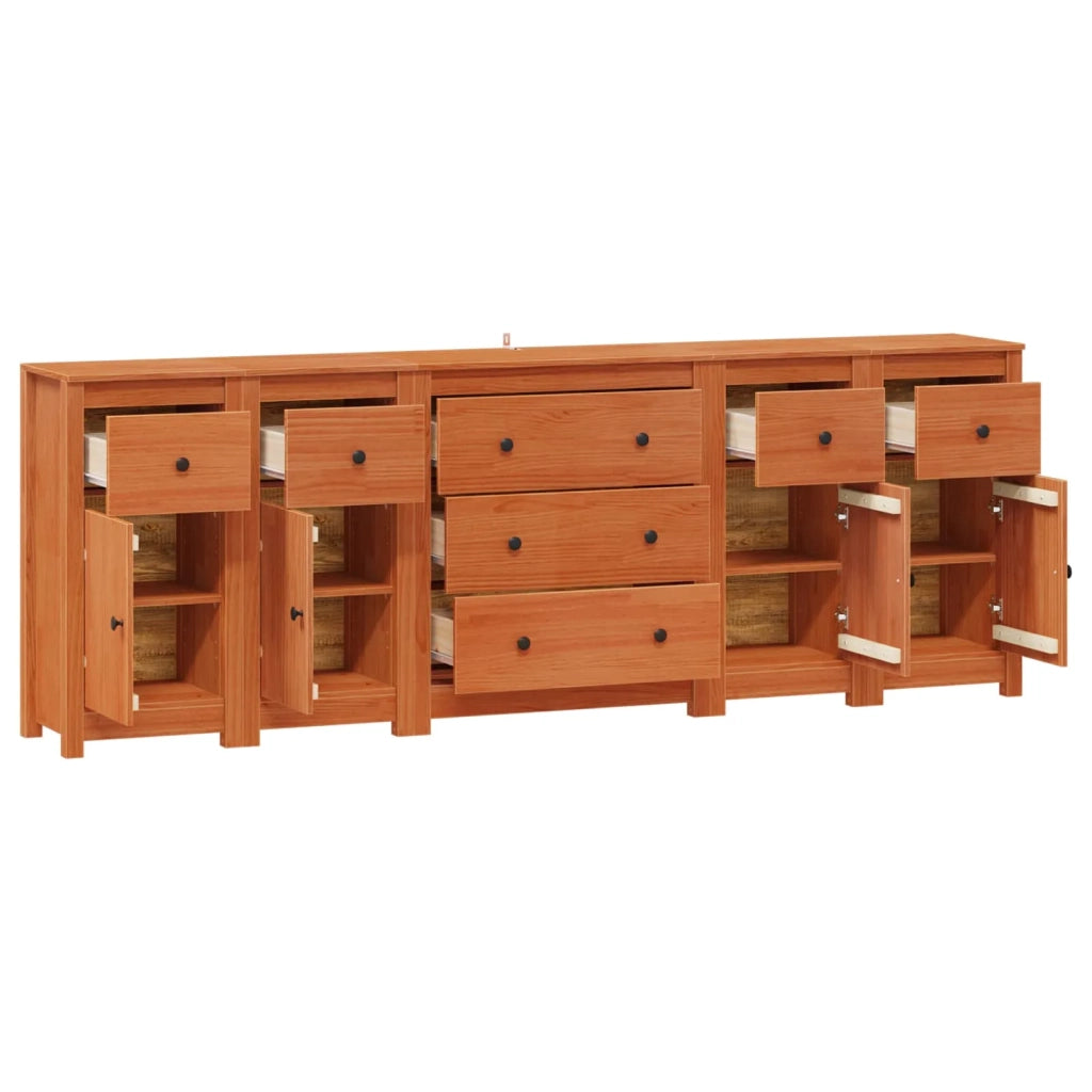 Credenza 5 pcs Marrone Cera Legno di pino massiccio 3424976
