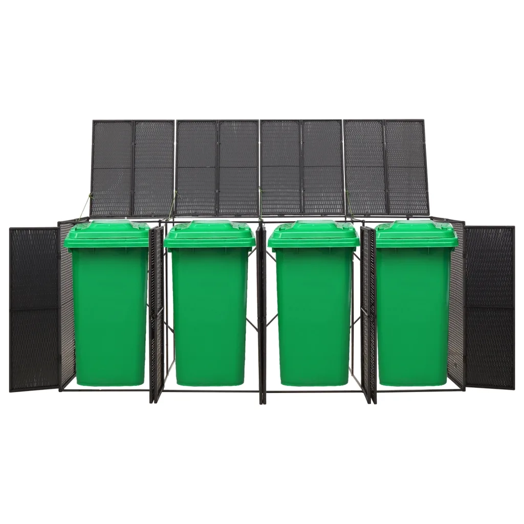 Copribidone Quadruplo Nero 274x80x117 cm in Polyrattan 319863