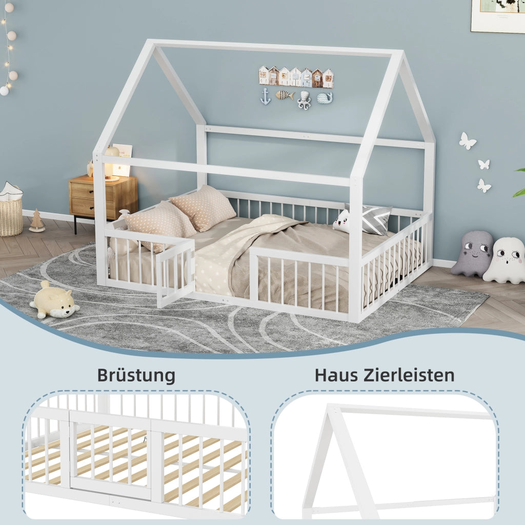 LETTO a casetta 140x200 cm in metallo bianco