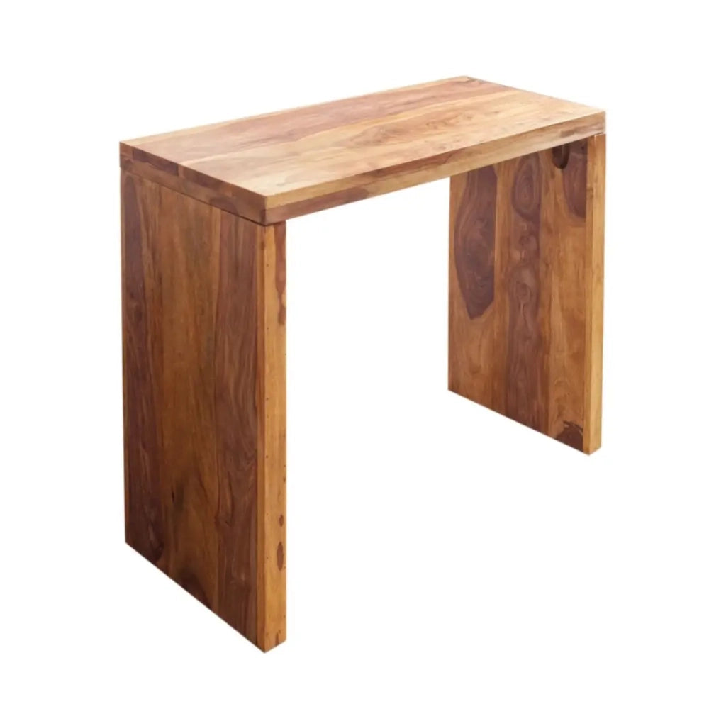 Scrivania retta ORBO 100 cm in legno massiccio di Sheesham verniciato - Design semplice marrone naturale