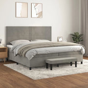 Giroletto a Molle con Materasso Grigio Chiaro 200x200cm Velluto 3137803