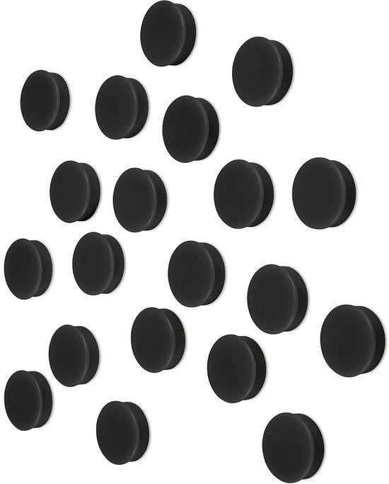 Magneti colorati rotondi per frigorifero, magneti per ufficio (24 pezzi), ideali per lavagne bianche, armadietti e frigoriferi, nero, 30 mm
