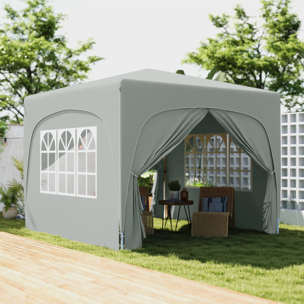 Carpa Plegable 3x3 m con 4 Finestrini e Copertura UPF50+ ¨C zephmum ¨C Grigio
