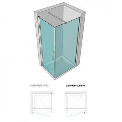 Lato fisso per porta battente briar 6 millimetri chrome per box doccia *** misure 67-70xh195 cm trasparente, confezio...