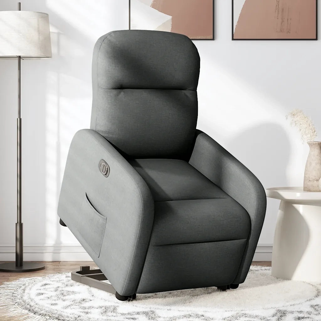 Poltrona Alzapersona Reclinabile Elettrica Grigio Scuro Tessuto 3302993