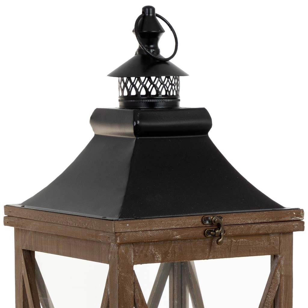 Lanterna in legno marrone 25x25x93,5h cm