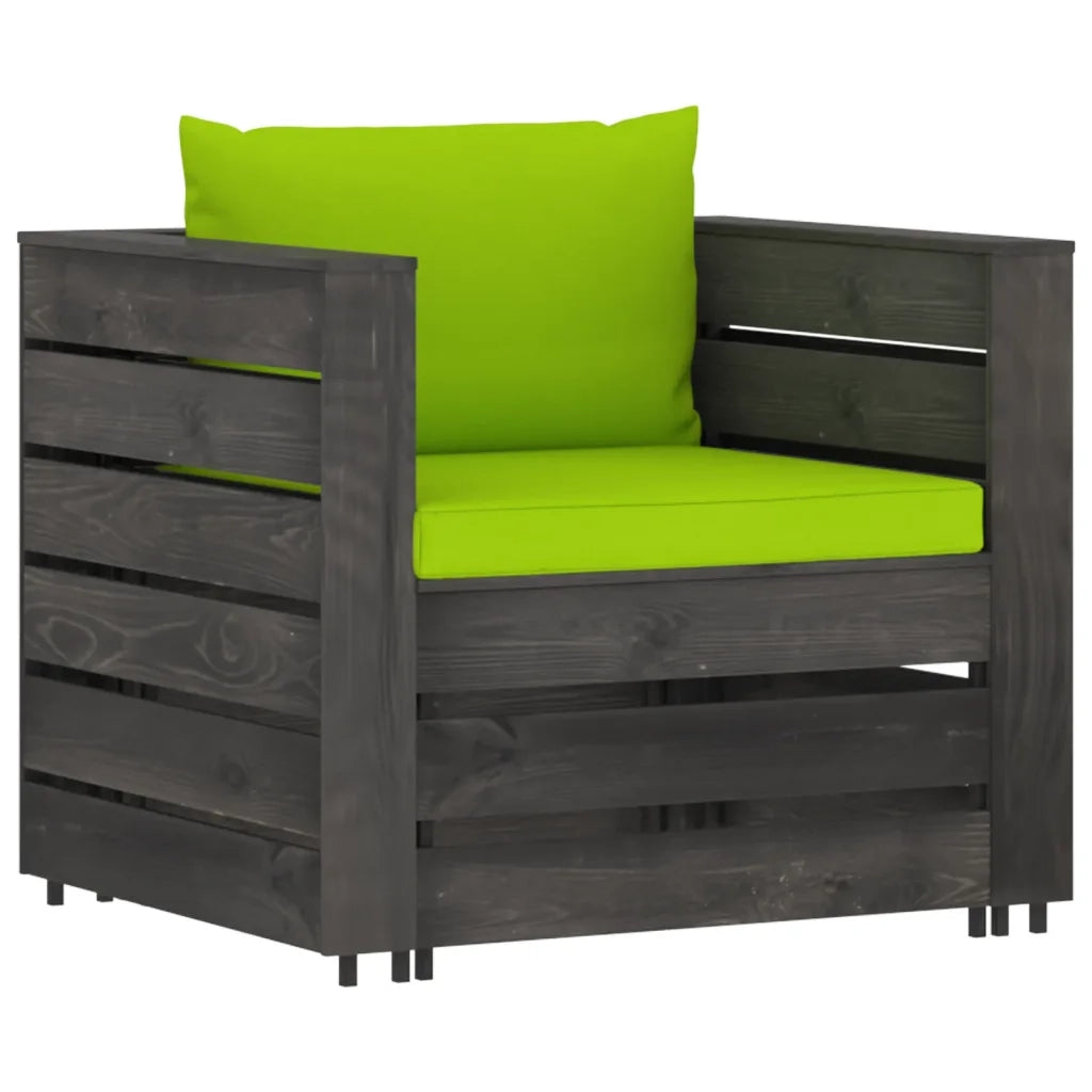 Set Divani da Giardino con Cuscini 2 pz Legno Impregnato Grigio 3068155
