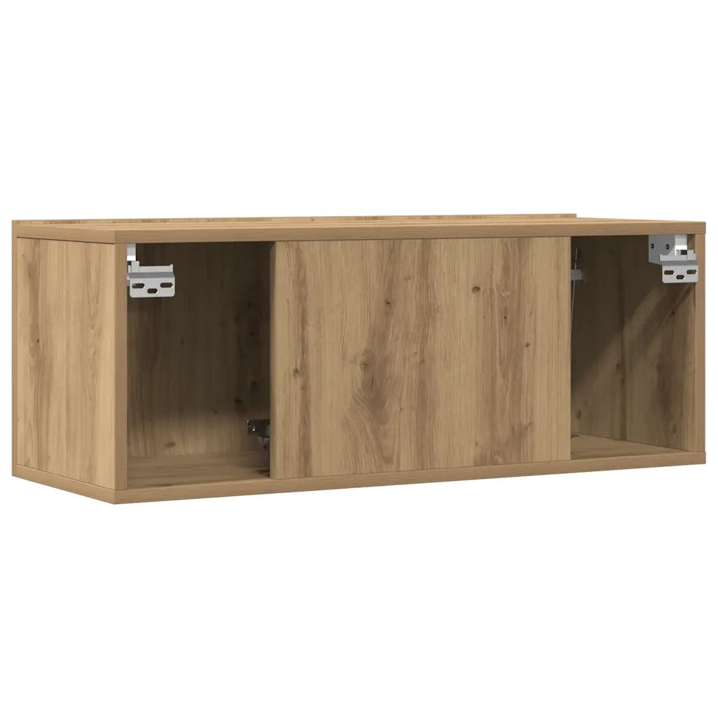 Mobili TV a Parete 2 pz-Credenza per TV sospesa Rovere Artigianale 80x30x30 cm