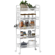 Carrello multiuso a 5 ripiani ¨C Xylo ¨C con cestelli rimovibili e 4 ganci, bianco, 45x26.5x106cm
