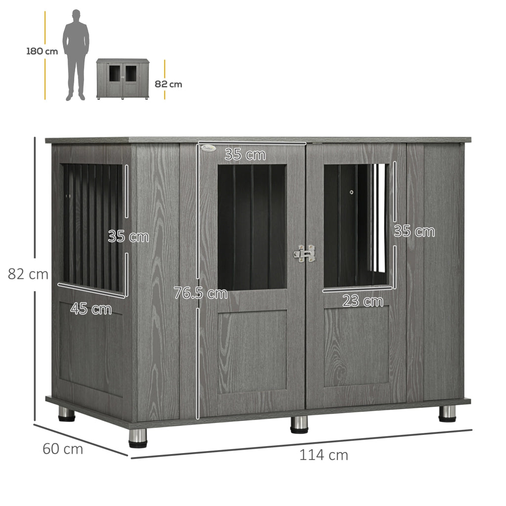 CUCCIA PER CANI 116x60x87 cm Legno Grigio con porta magnetica
