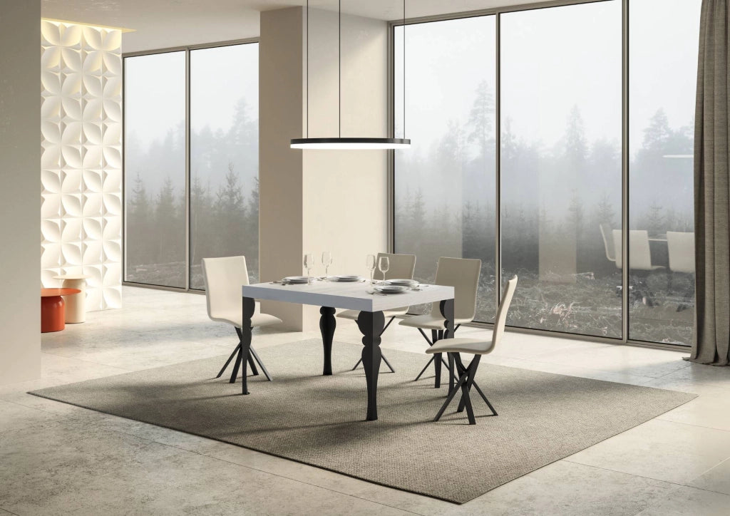 Tavolo allungabile 90x120/224 cm Paxor Bianco Frassino telaio Antracite