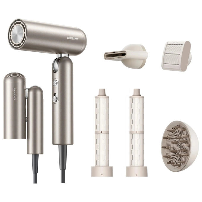 Dreame AHD51 Pocket Pro 2 Asciugacapelli 1300 W Motore Digitale Ioni Negativi 5 Temperature Accessori Magnetici colore Oro