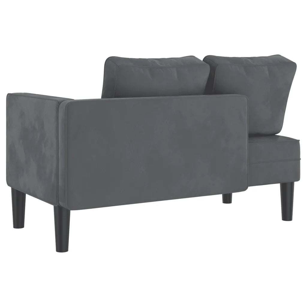 Chaise Longue con Cuscini Grigio Scuro in Velluto CFW1778845