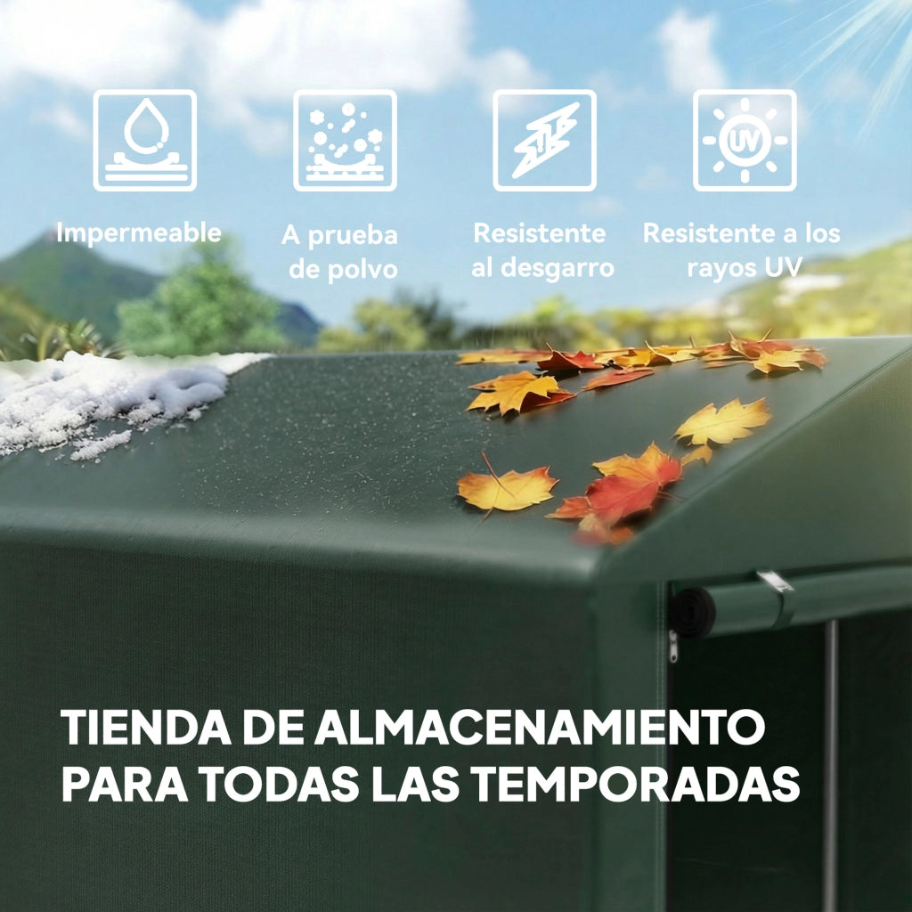 Capanna da giardino per biciclette con 2 camere ¨C zephmum ¨C Verde 120x180x165 cm
