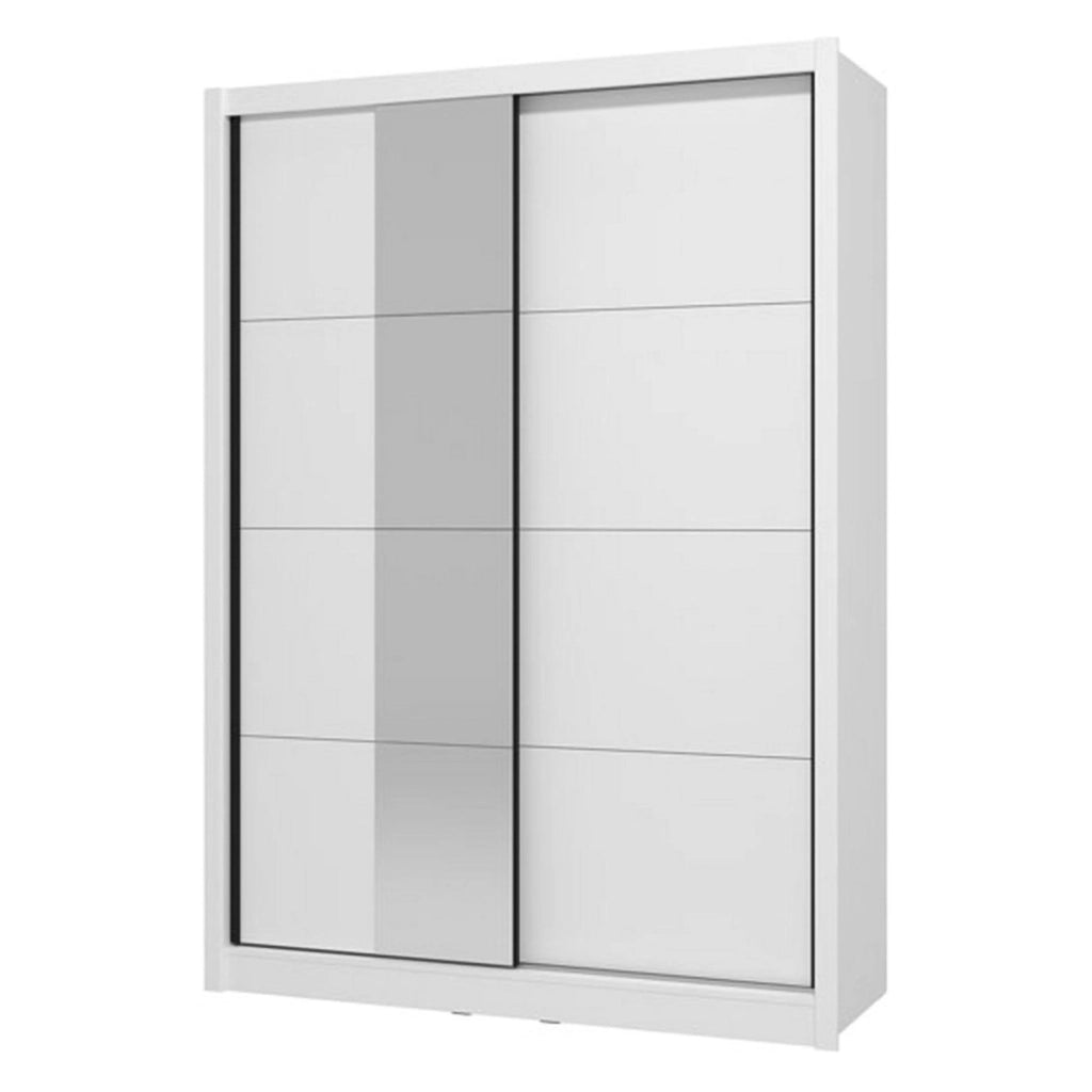 Armadio Camera da Letto Carisolo, Guardaroba Grande Appendiabiti, 155x215.5h cm Bianco Opaco