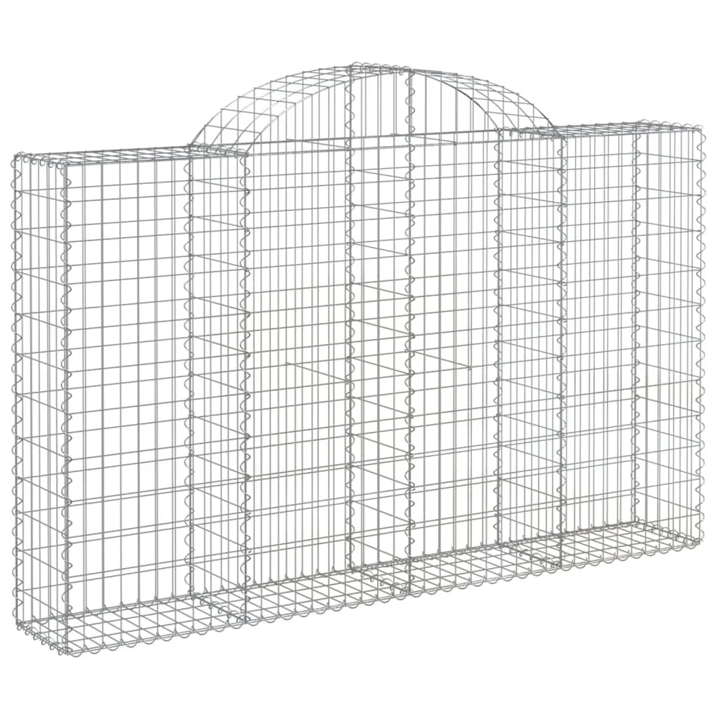 Cestini gabbioni recinzione a gabbia muro di contenimento ad arco 3 pezzi 200 x 30 x 120/140 cm ferro zincato argento 02_0040728