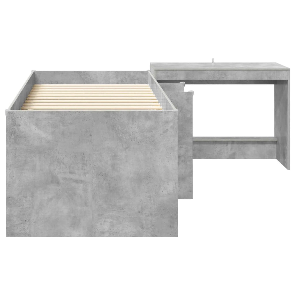 Letto alto per bambini con scrivania 2 pz Grigio Cemento 3423457