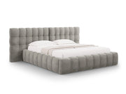Cosmopolitan Design - Letto a cassettone con testiera doppia "Bali" 160x200cm in velluto grigio chiaro 