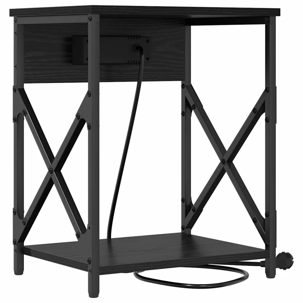 Comodino | Armadio da Notte | Mobiletto da notte Rovere Nero 41 x 31 x 51 cm Legno multistrato
