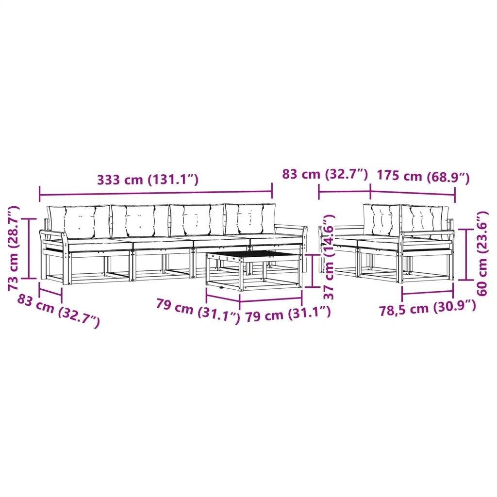 Set di divani da esterno 6 pz Bianco e Beige 3386097