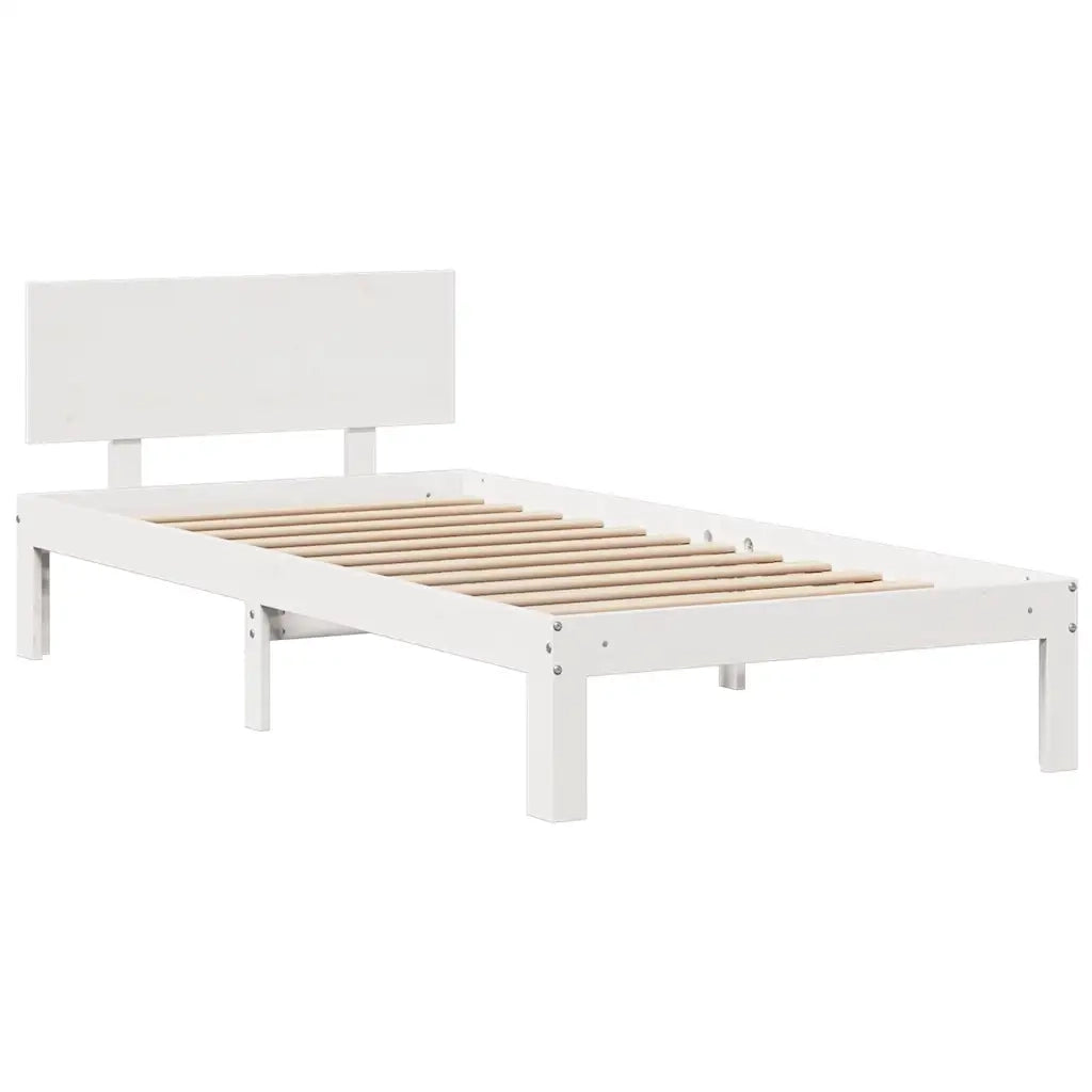 Letto Libreria senza Materasso-Struttura Letto con contenitore Bianco 135x190 cm Legno di Pino 987490