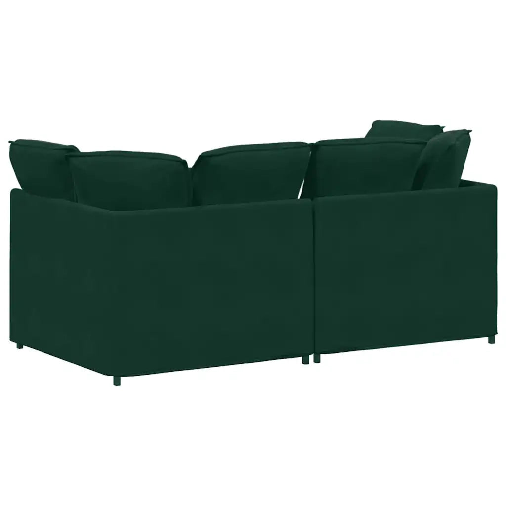 Divano Modulare con Cuscini in Velluto Verde Scuro 3321251