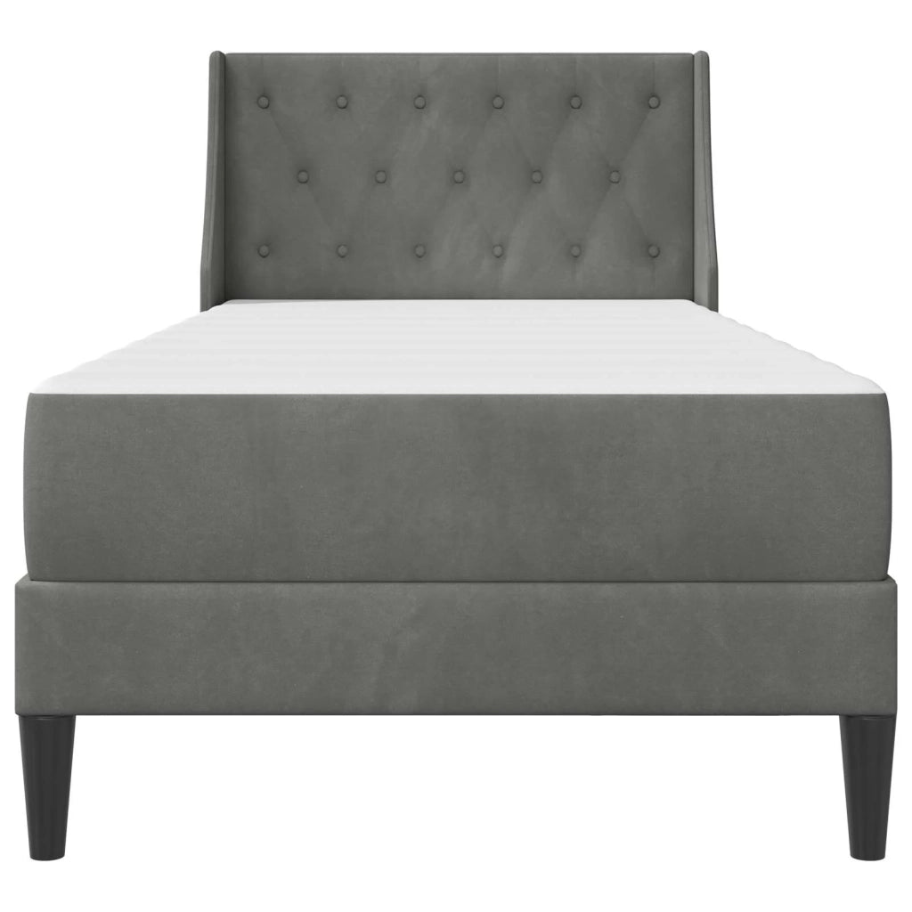Struttura letto con materasso-Giroletto Grigio scuro 90 x 200 cm Velluto 491110