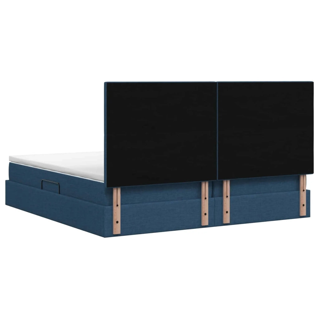 Letto con contenitore e materasso Blu 200 x 200 cm Tessuto 3459530
