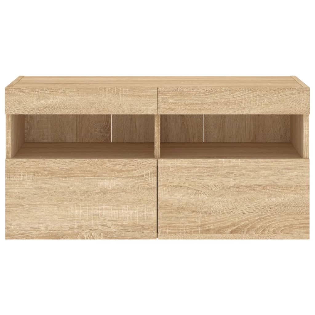 Mobile TV multimediale scaffale TV credenza mobile TV sala da pranzo soggiorno camera da letto a parete con luci LED rovere Sonoma 80 x 30 x 40 cm marrone 02_0028024