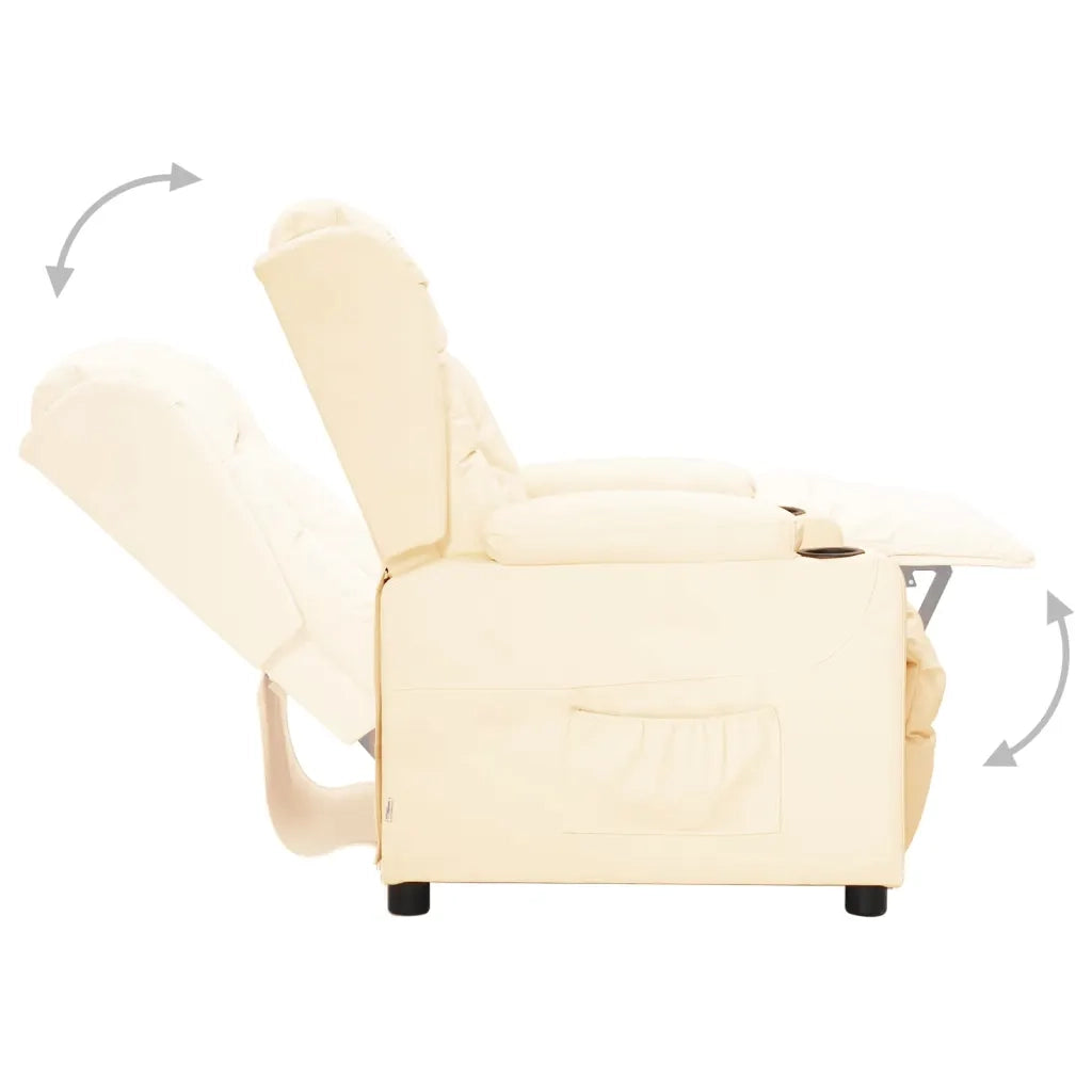 Poltrona | Sedia Relax Reclinabile Crema in Similpelle