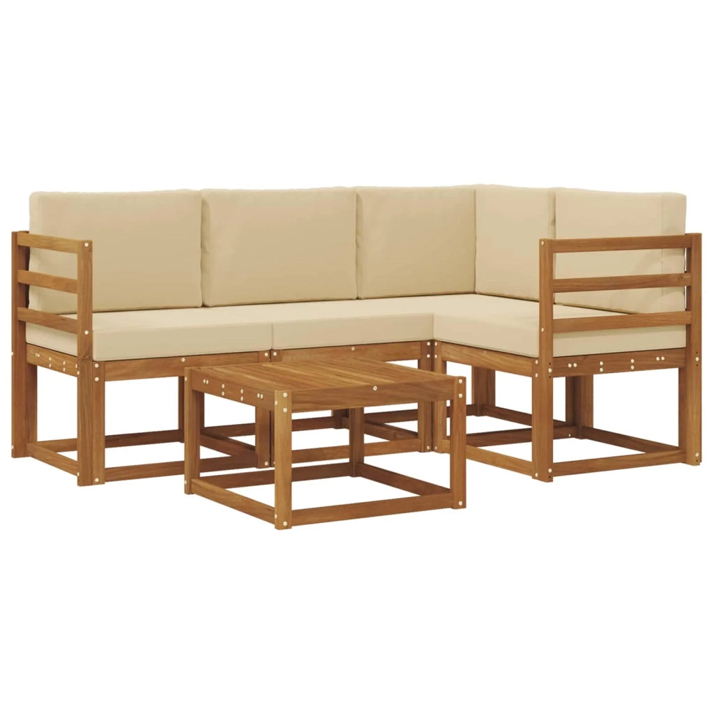 Set di divani da esterno con cuscino 5 pcs Naturale e Beige 3366346