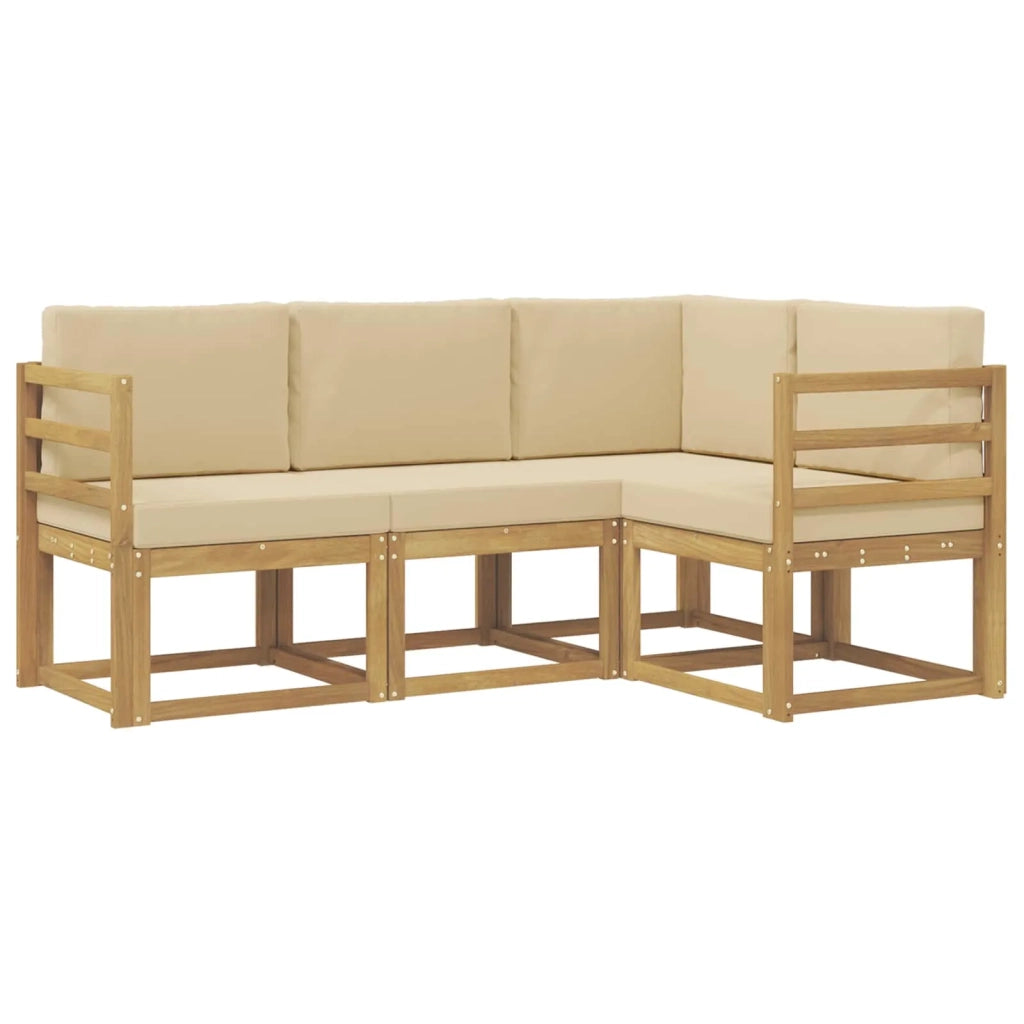 Set di divani da esterno 4 pz Bianco e Beige 3387547