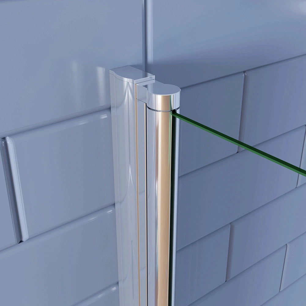 187cm Box Doccia Angolare Porta Battente e Lato Fisso 76x70cm Vetro Trasparente 6mm Anticalcare Barra 90 cm Cromo Lucido