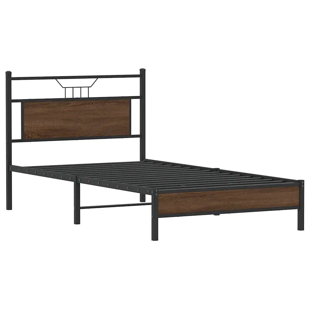 Giroletto senza Materasso-Struttura Letto Rovere Marrone 107x203 cm Truciolato 349362