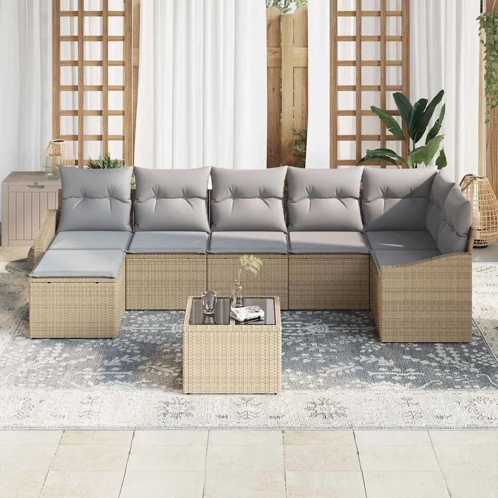 Set Divano da Giardino 8 pcs Beige e Grigio Chiaro polyrattan 3355489